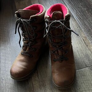 Cougar Brown Leather Waterproof Lace Up Boots Sz 7